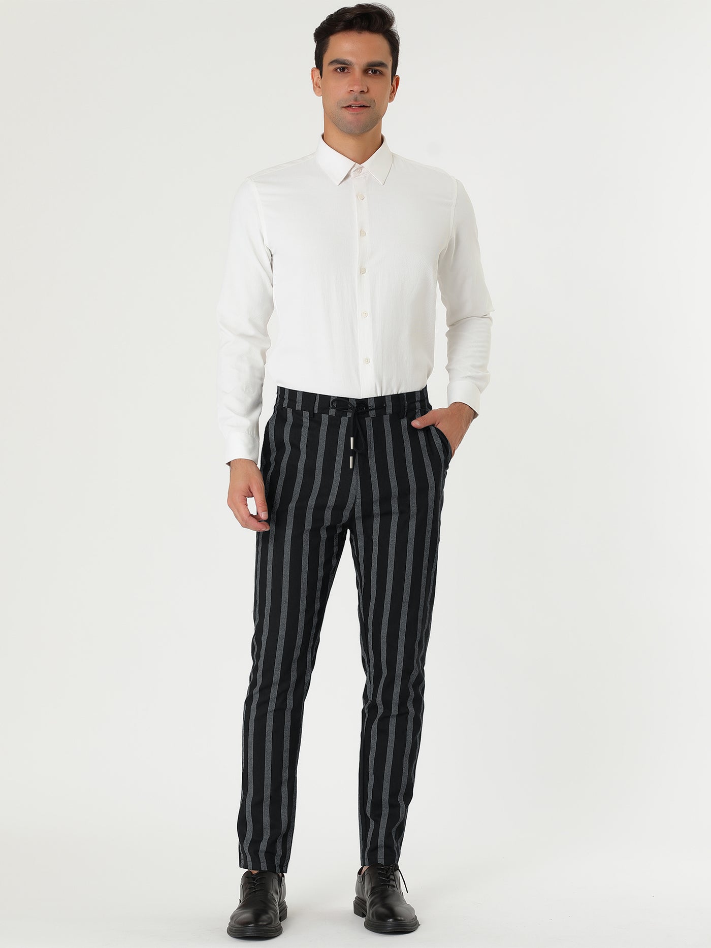 Bublédon Casual Striped Flat Front Contrast Color Suit Trousers