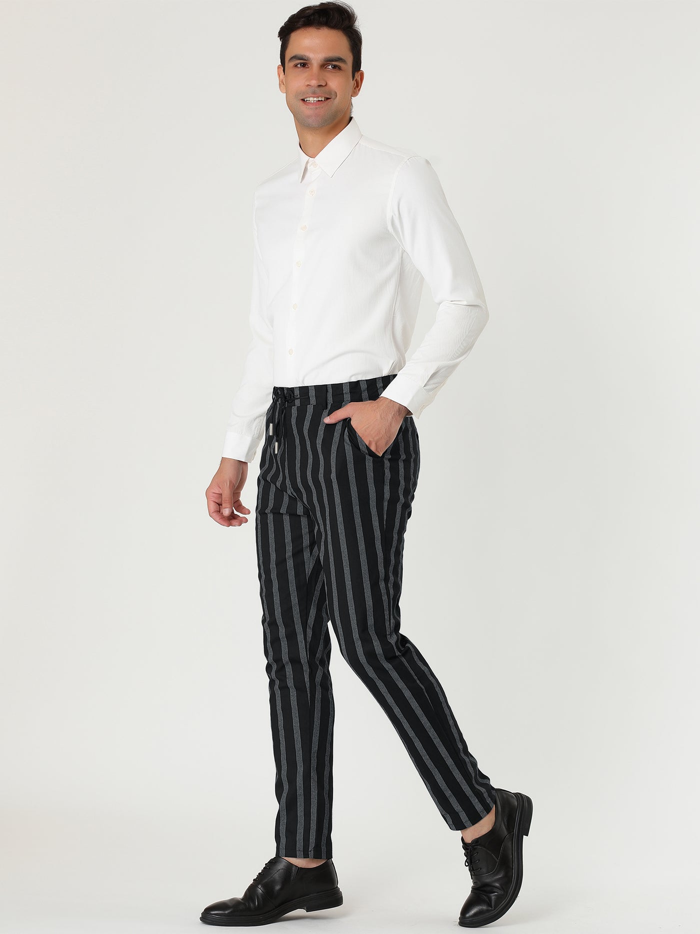 Bublédon Casual Striped Flat Front Contrast Color Suit Trousers