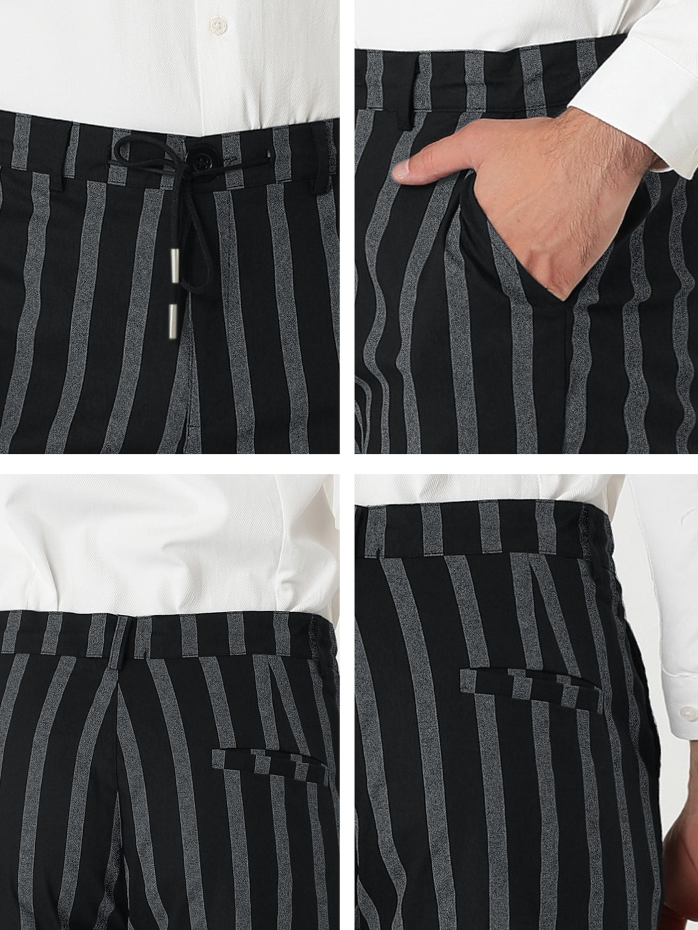 Bublédon Casual Striped Flat Front Contrast Color Suit Trousers