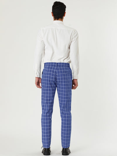 Checked Printed Flat Front Plaid Business Pants