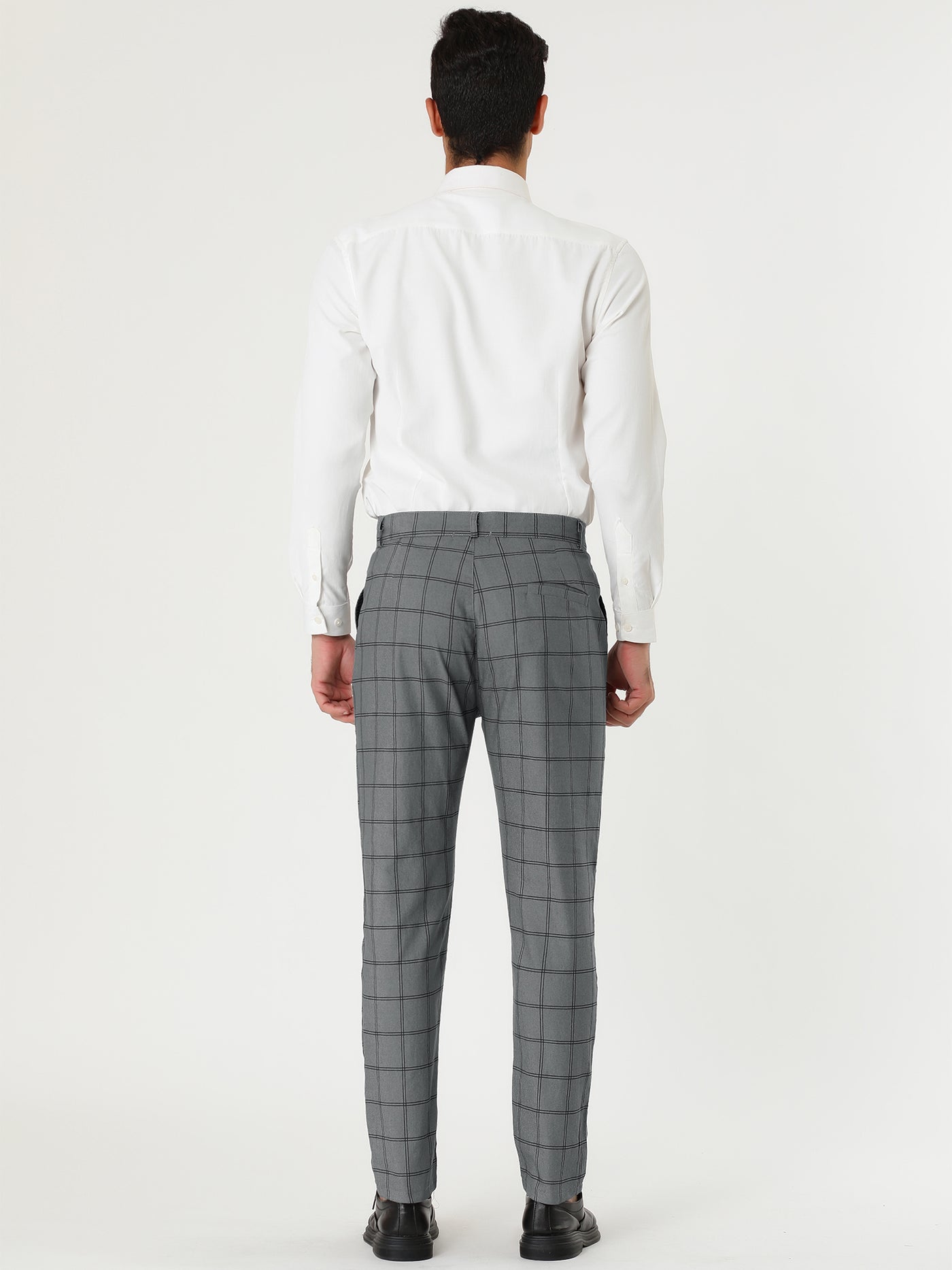 Bublédon Casual Skinny Plaid Flat Front Business Dress Pants