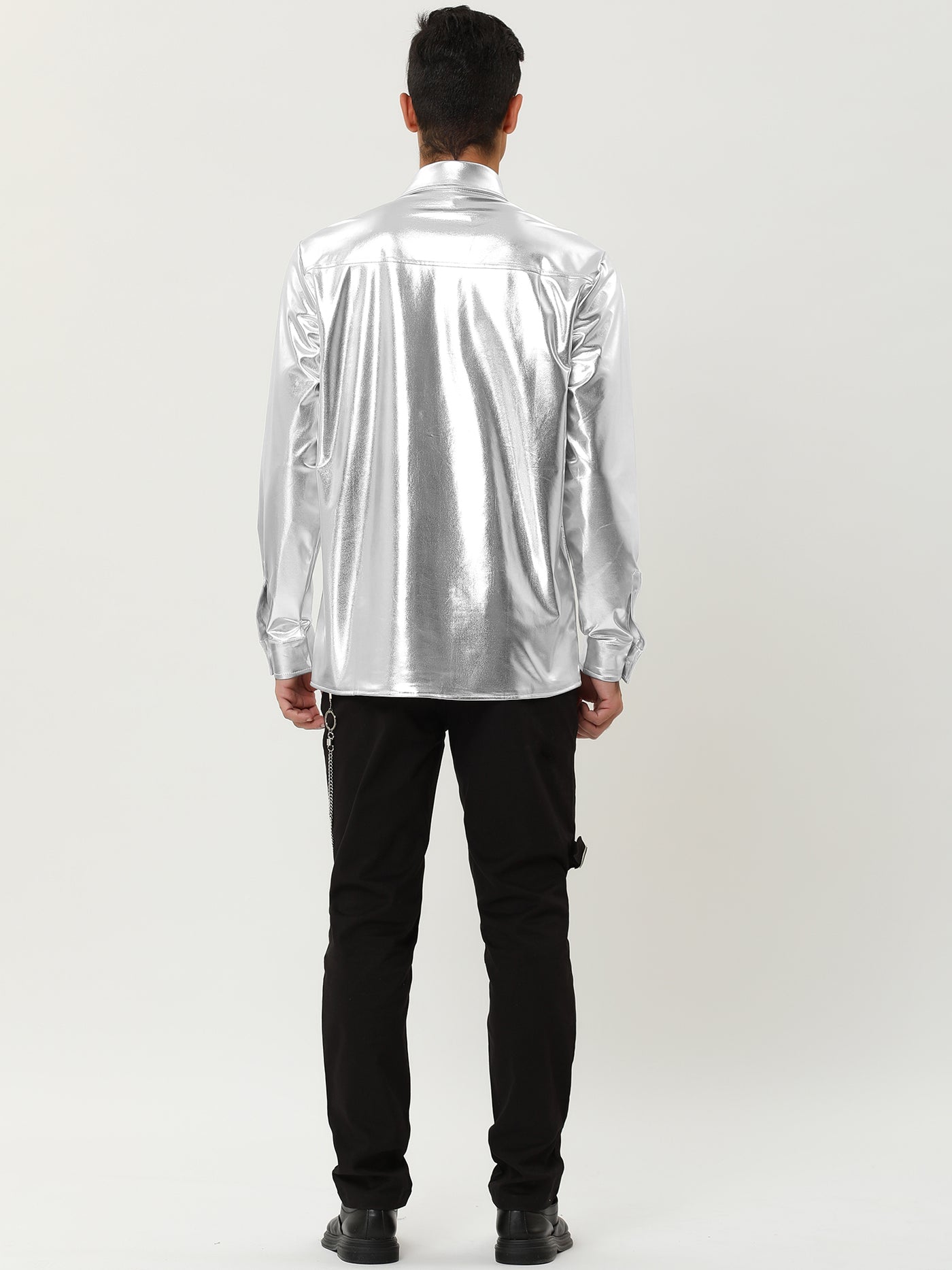 Bublédon Shiny Long Sleeve Button Down Disco Party Shirts