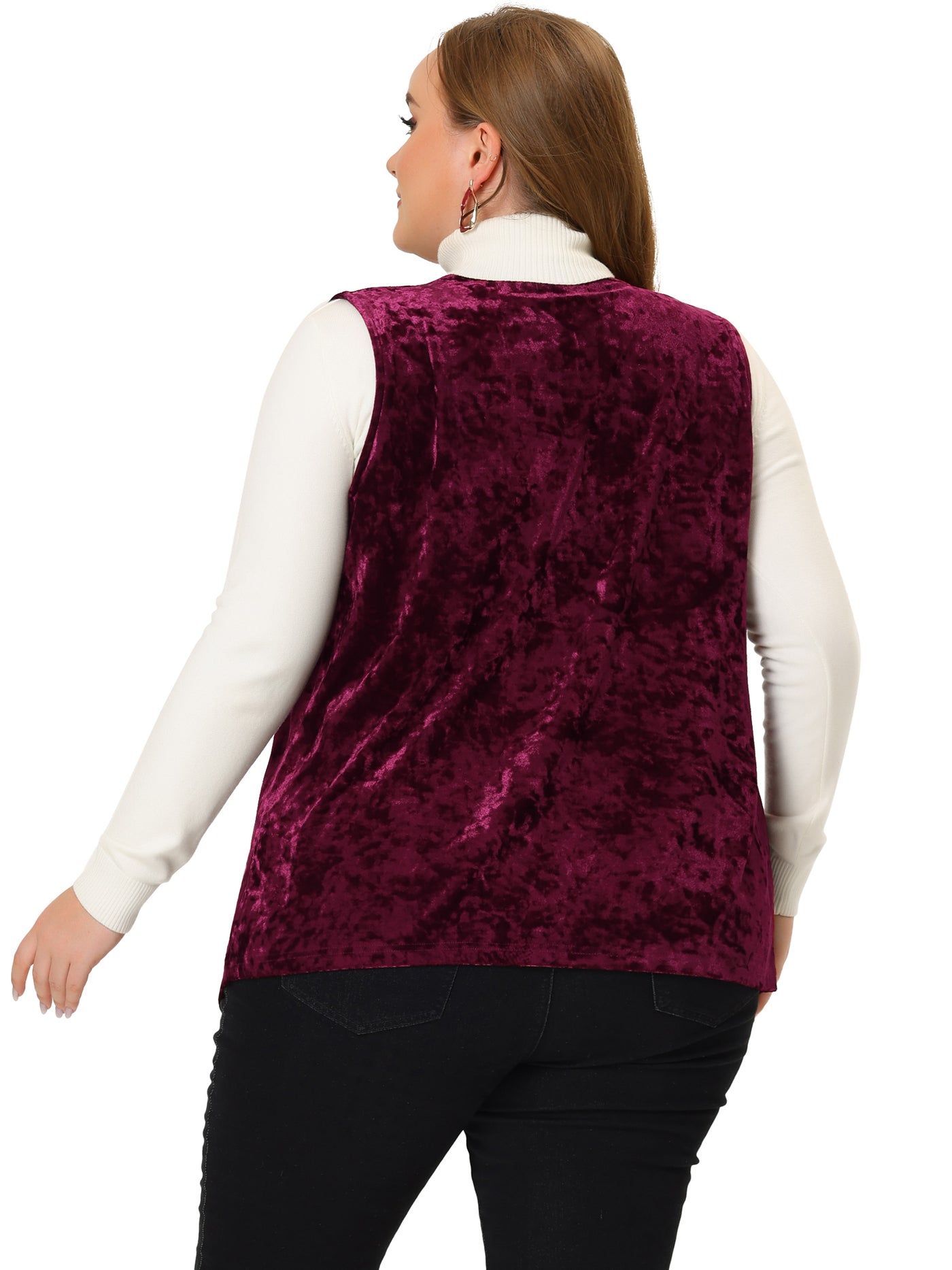 Bublédon Velvet A Line Sleeveless High Low Cardigan