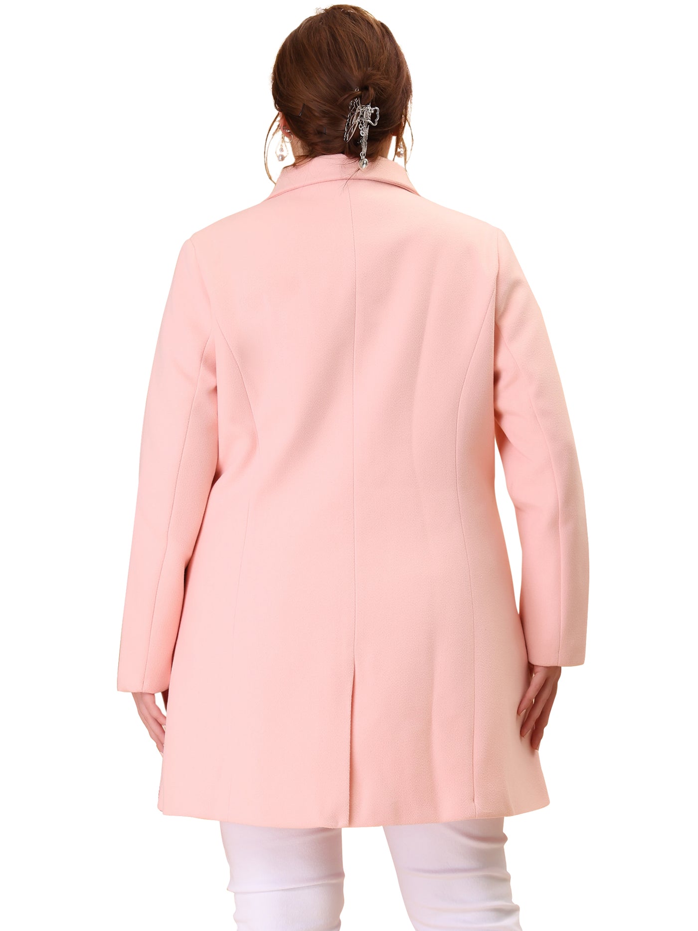 Bublédon Women's Plus Size Coat Turndown Collar Full Lined Side Pocket Single Breasted Coats