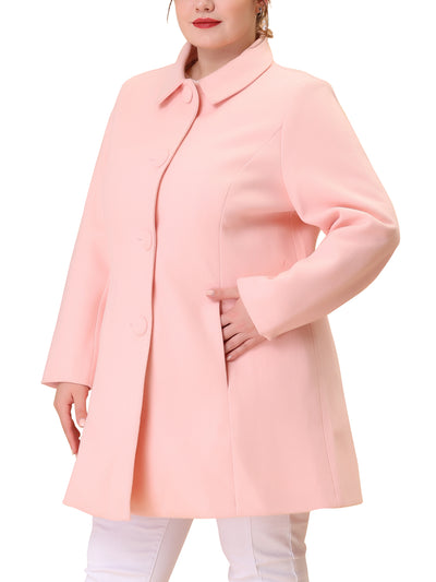 Women's Plus Size Coat Turndown Collar Full Lined Side Pocket Single Breasted Coats