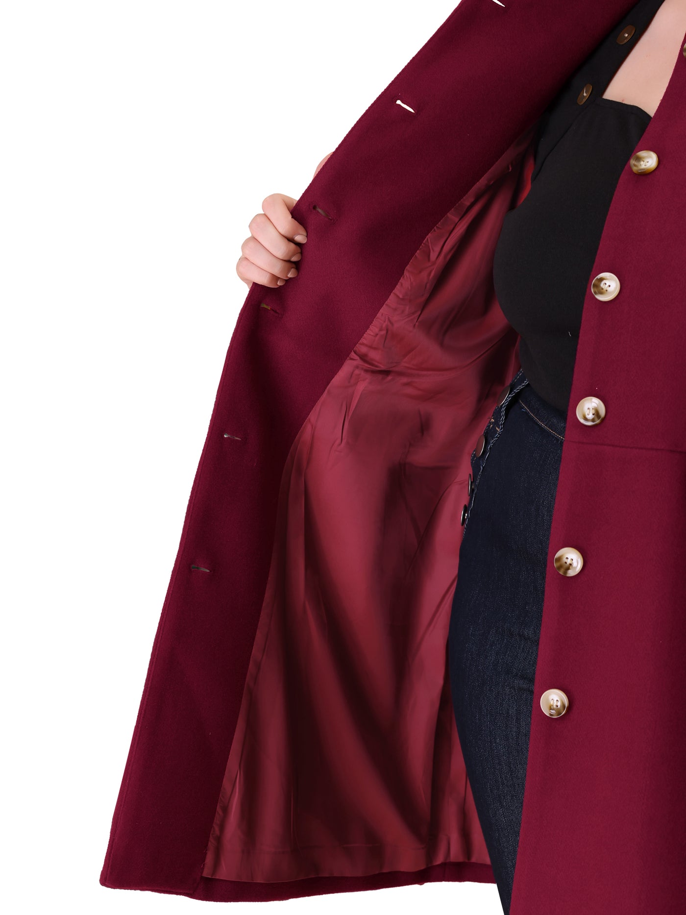 Bublédon Plus Size Elegant Mid-thigh Stand Collar Winter Single Breasted Coat