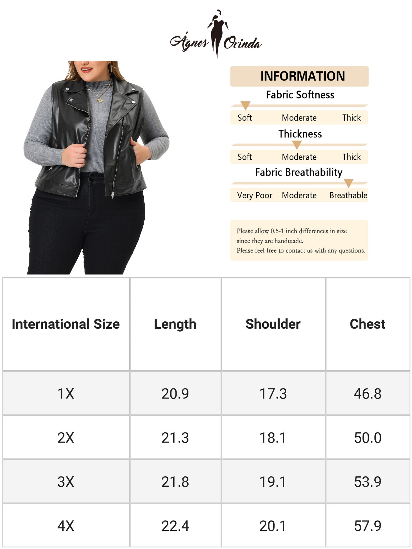 Bublédon Plus Size Leather Motorcycle Vest for Women Zip Up Notch Lapel Riding Club Black Biker Vests Jacket