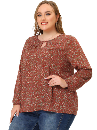 Bublédon Woven Straight Line Ditsy Floral Round Neck Blouse