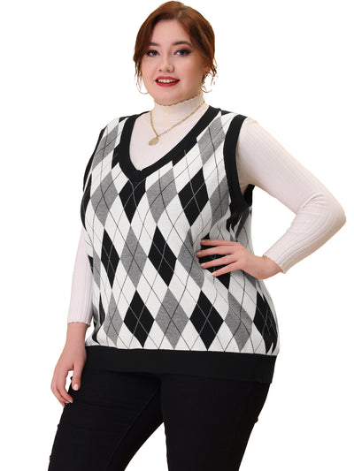 Plus Size Vest for Women Cable Knit Sleeveless Pullover Sweater Vests