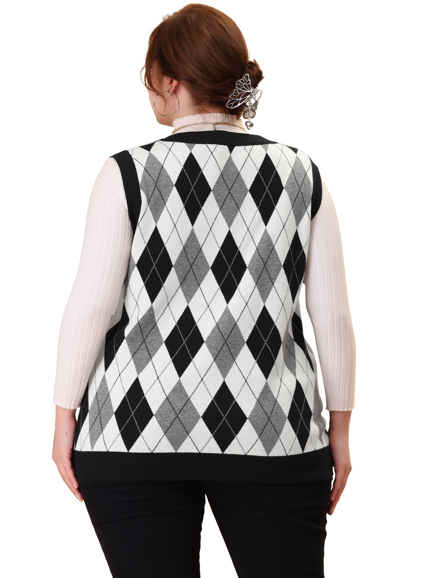 Bublédon Plus Size Vest for Women Cable Knit Sleeveless Pullover Sweater Vests