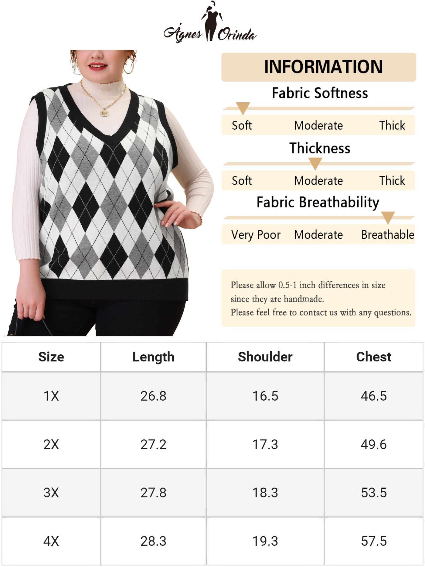 Bublédon Plus Size Vest for Women Cable Knit Sleeveless Pullover Sweater Vests