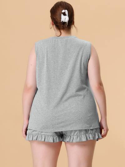 Women's Plus Size Pajamas Set Knit Tank Top Sleepwear