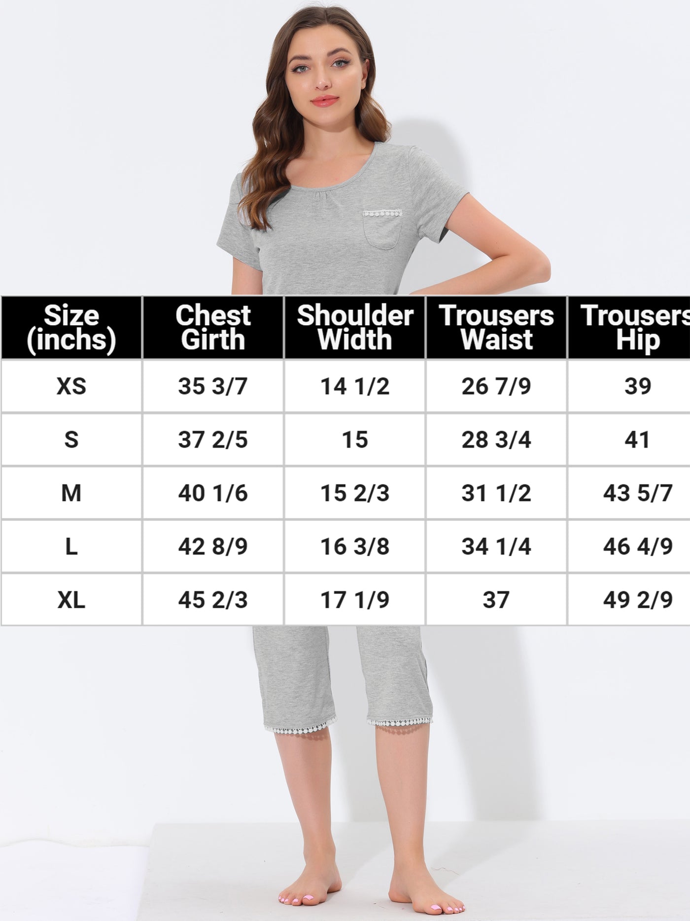 Bublédon Women's Lounge Sleepwear Pajama Round Neck Capri Nightwear Casual Sets