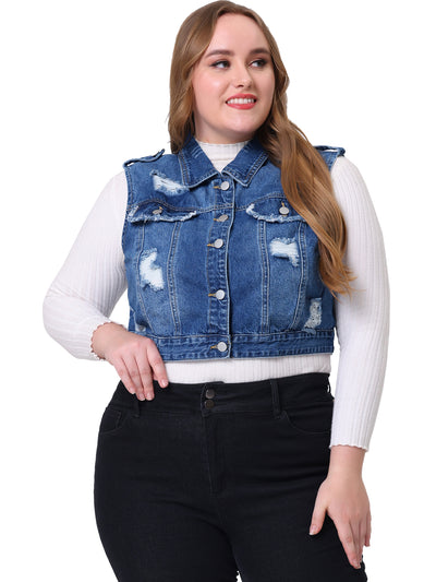 Denim Relax Fit Epaulette Raw Hem Jacket