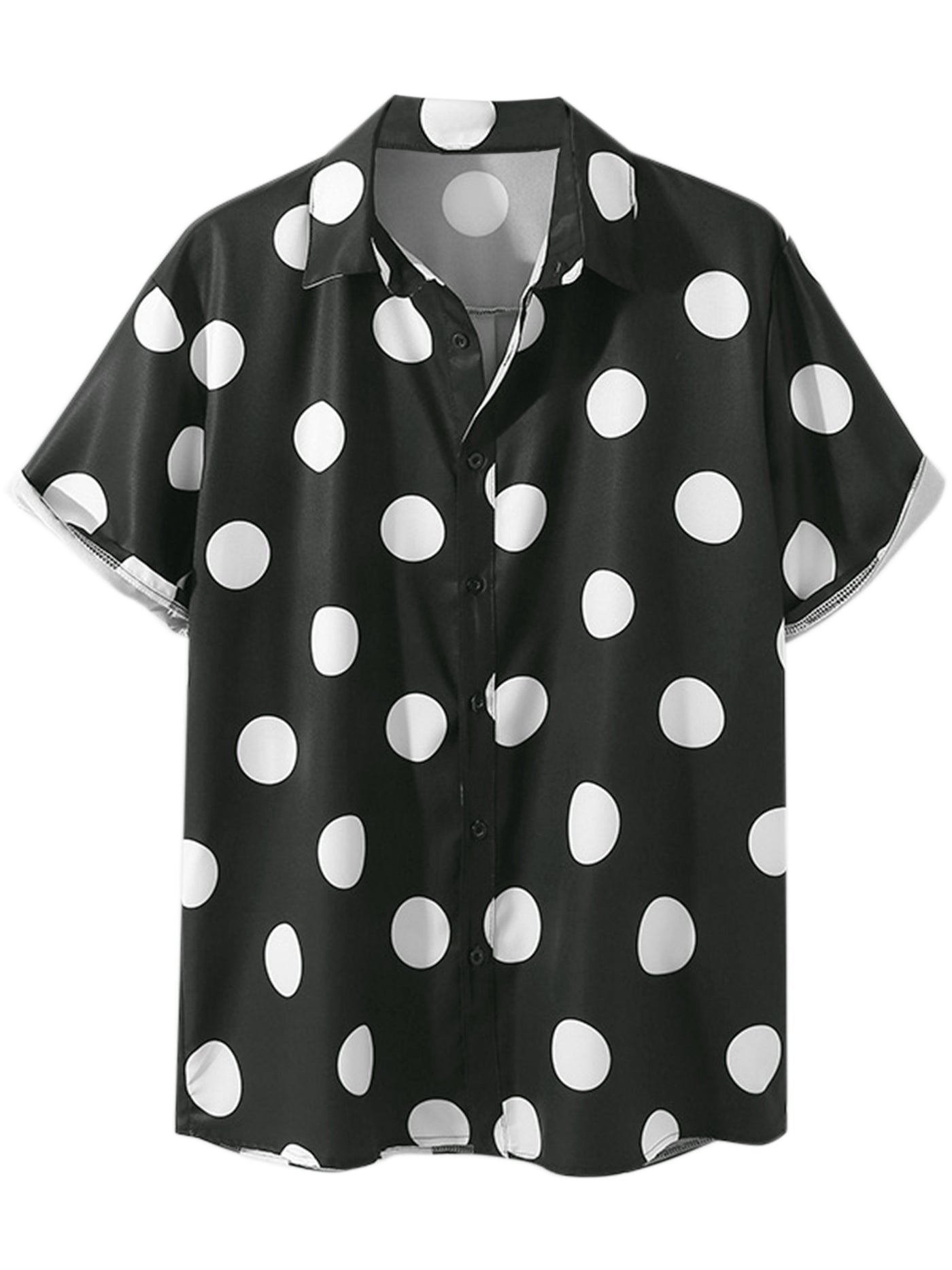 Bublédon Beach Polka Dots Printed Shirt for Men's Button Down Short Sleeves Casual Shirts