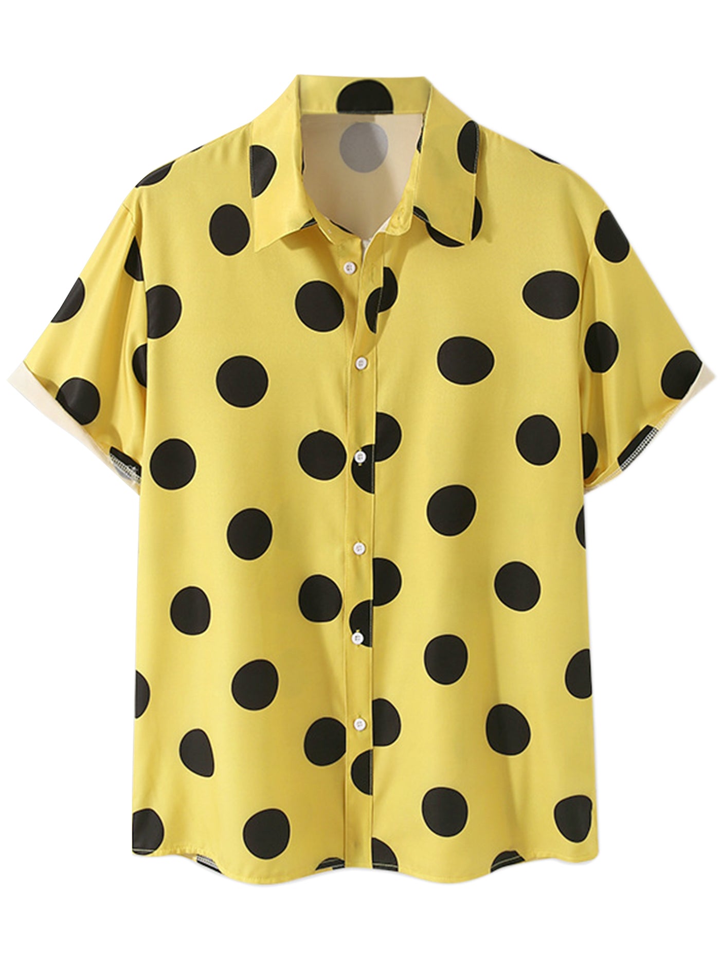 Bublédon Beach Polka Dots Printed Shirt for Men's Button Down Short Sleeves Casual Shirts