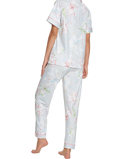 Women's 2pcs Floral Button Down Pajama Set Nightwear Sleepwear