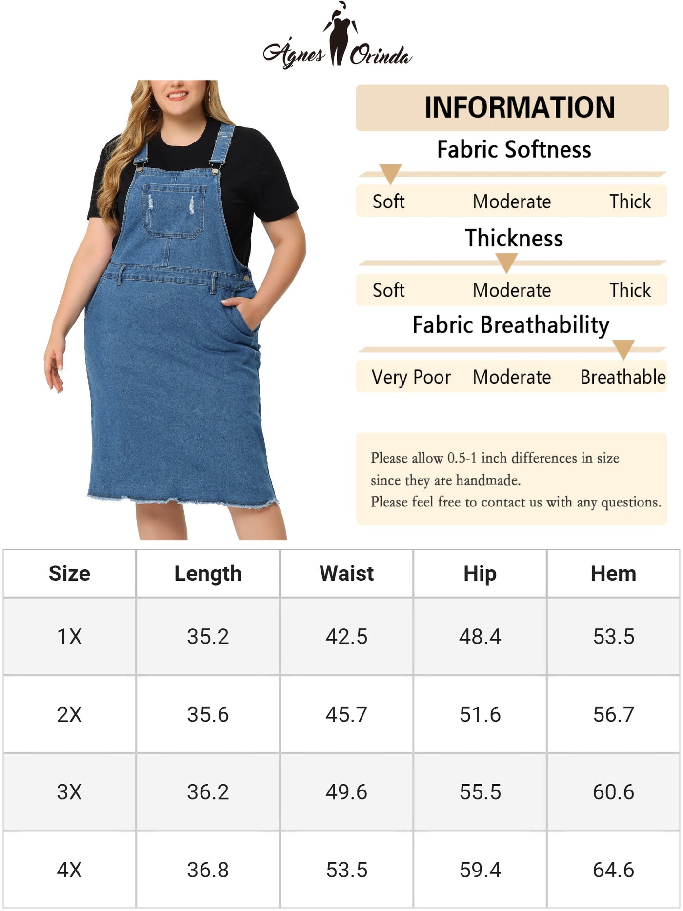 Bublédon Relax Fit Denim Below The Knee Overall Dress