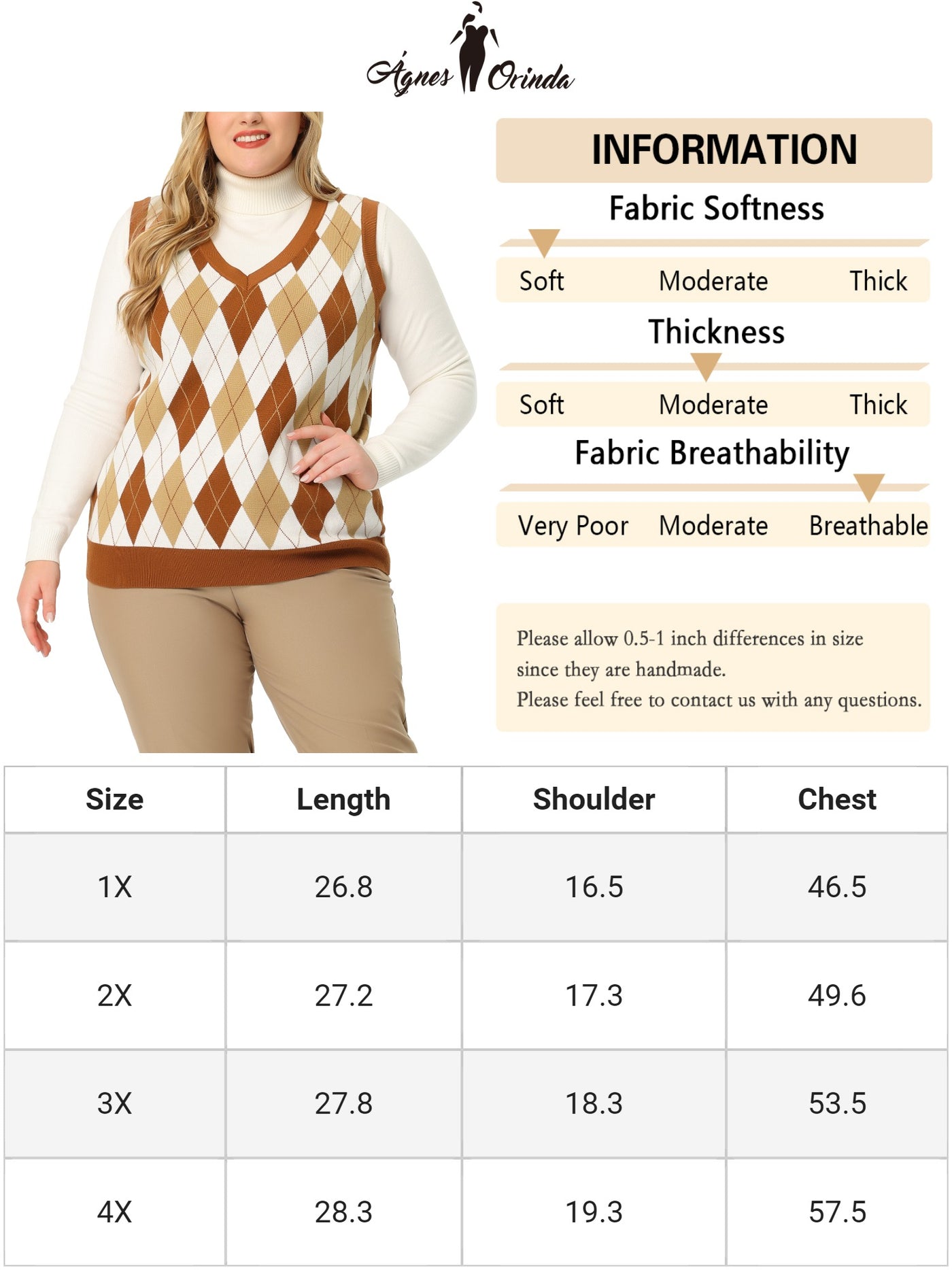 Bublédon Plus Size Vest for Women Cable Knit Sleeveless Pullover Sweater Vests