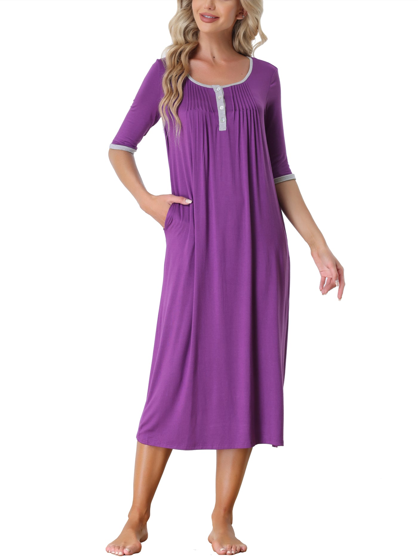 Bublédon Womens Sleepwear Lounge Long Dress with Pockets Soft Nightshirt Pajama Nightgown