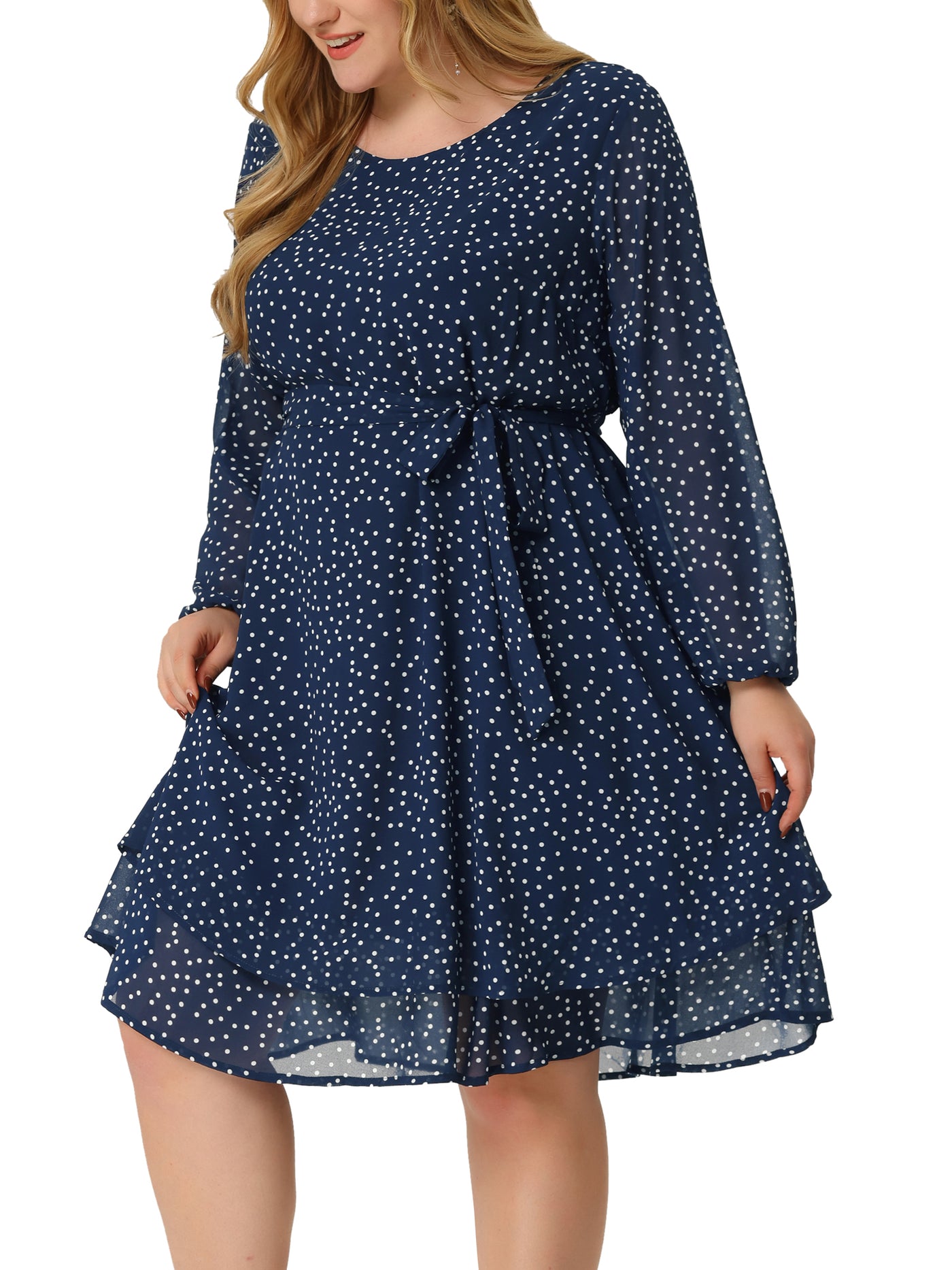 Bublédon X Line Woven Round Neck Double Layers Dress