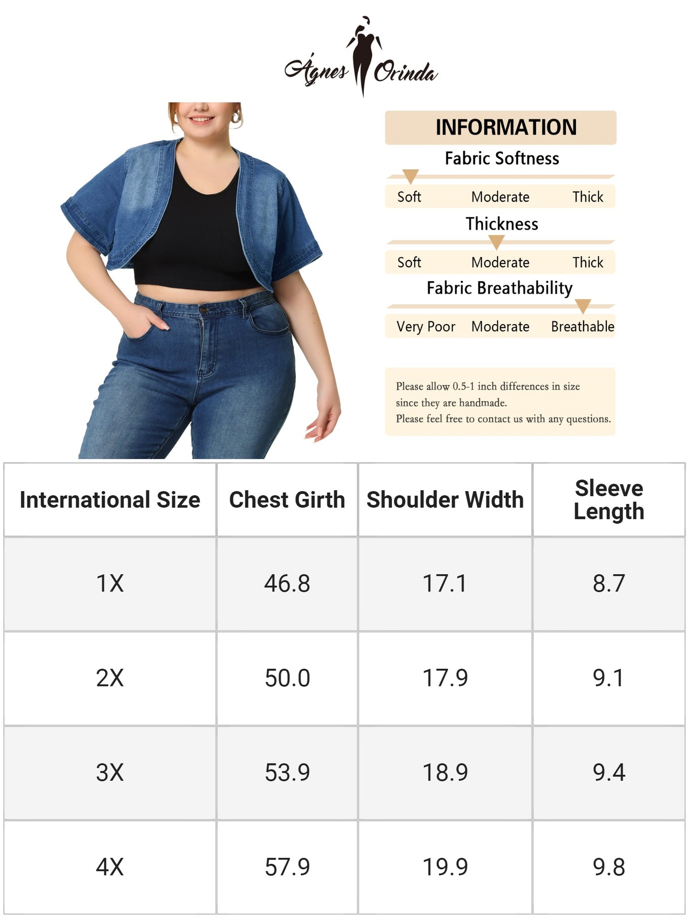 Bublédon Plus Size Denim Cardigan for Women Casual Crop Jackets Short Sleeve Jean Jacket Shrug