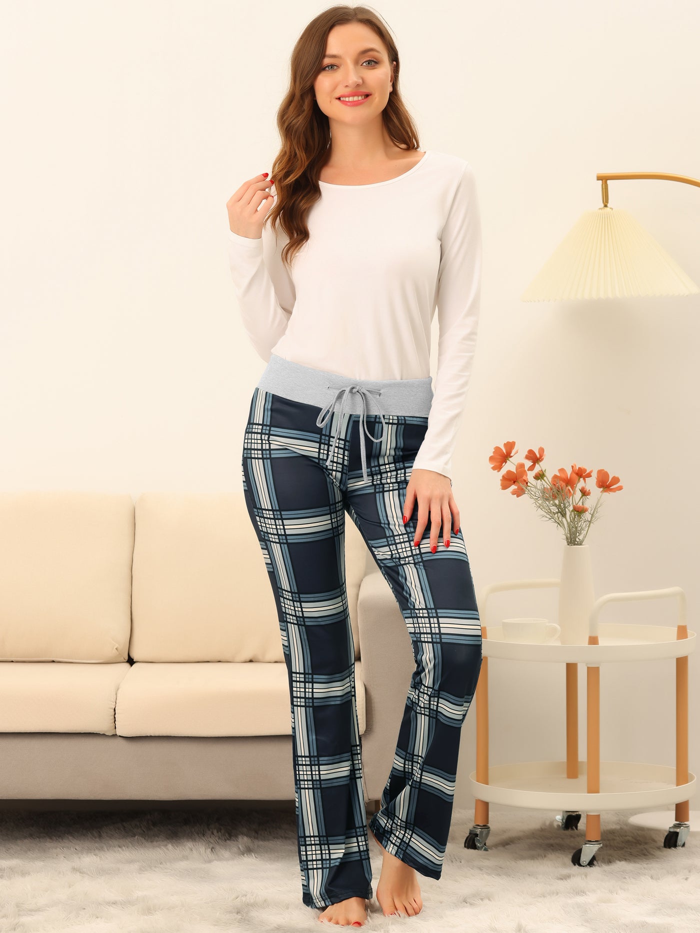 Bublédon Womens Sleepwear Pajamas Yoga Casual Trousers Wide Leg Lounge Pants