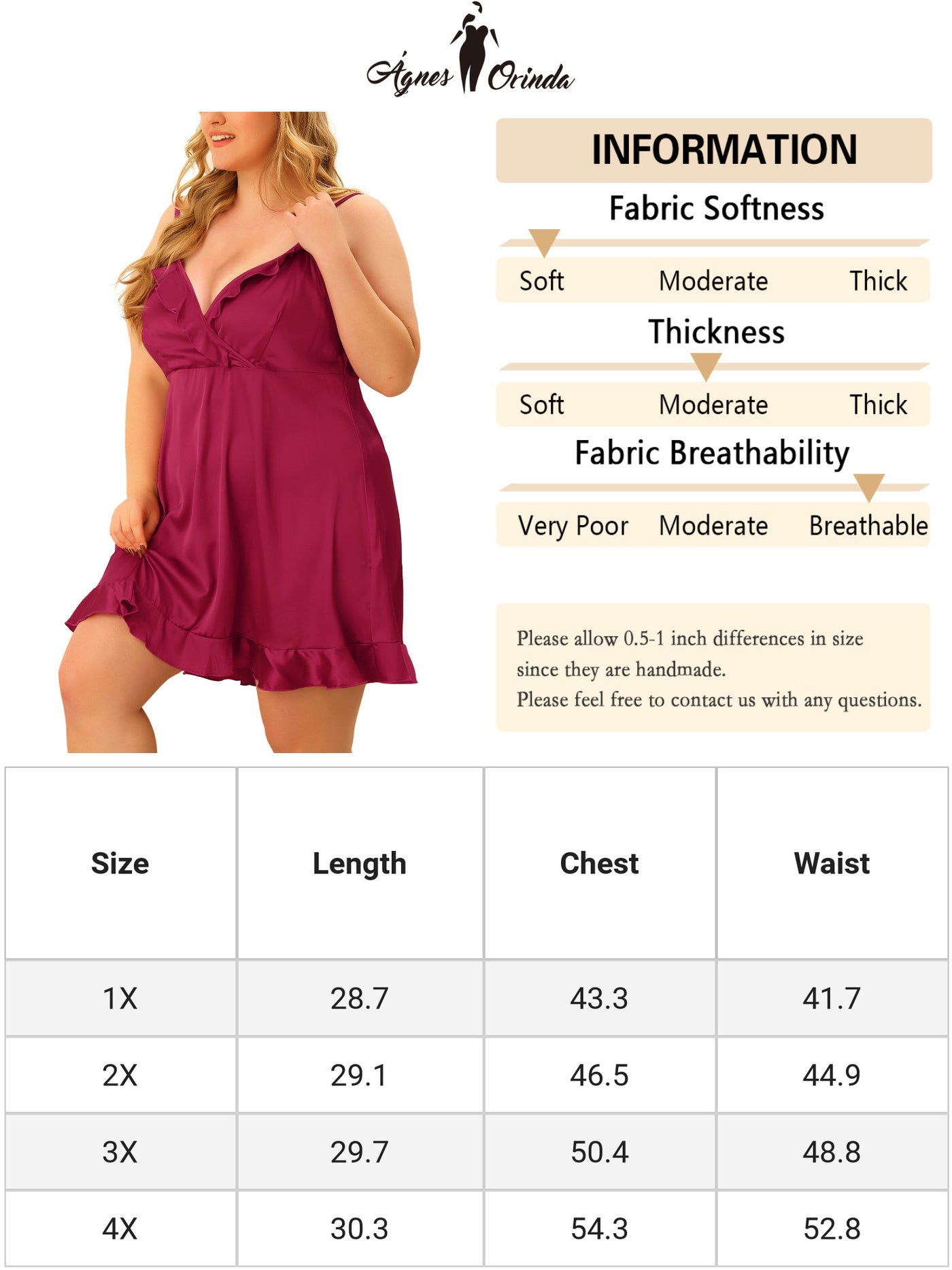 Bublédon Womens Plus Size Lace Nightgown Satin Chemise Lingerie Dress V Neck Sleepwear Slips Nightie