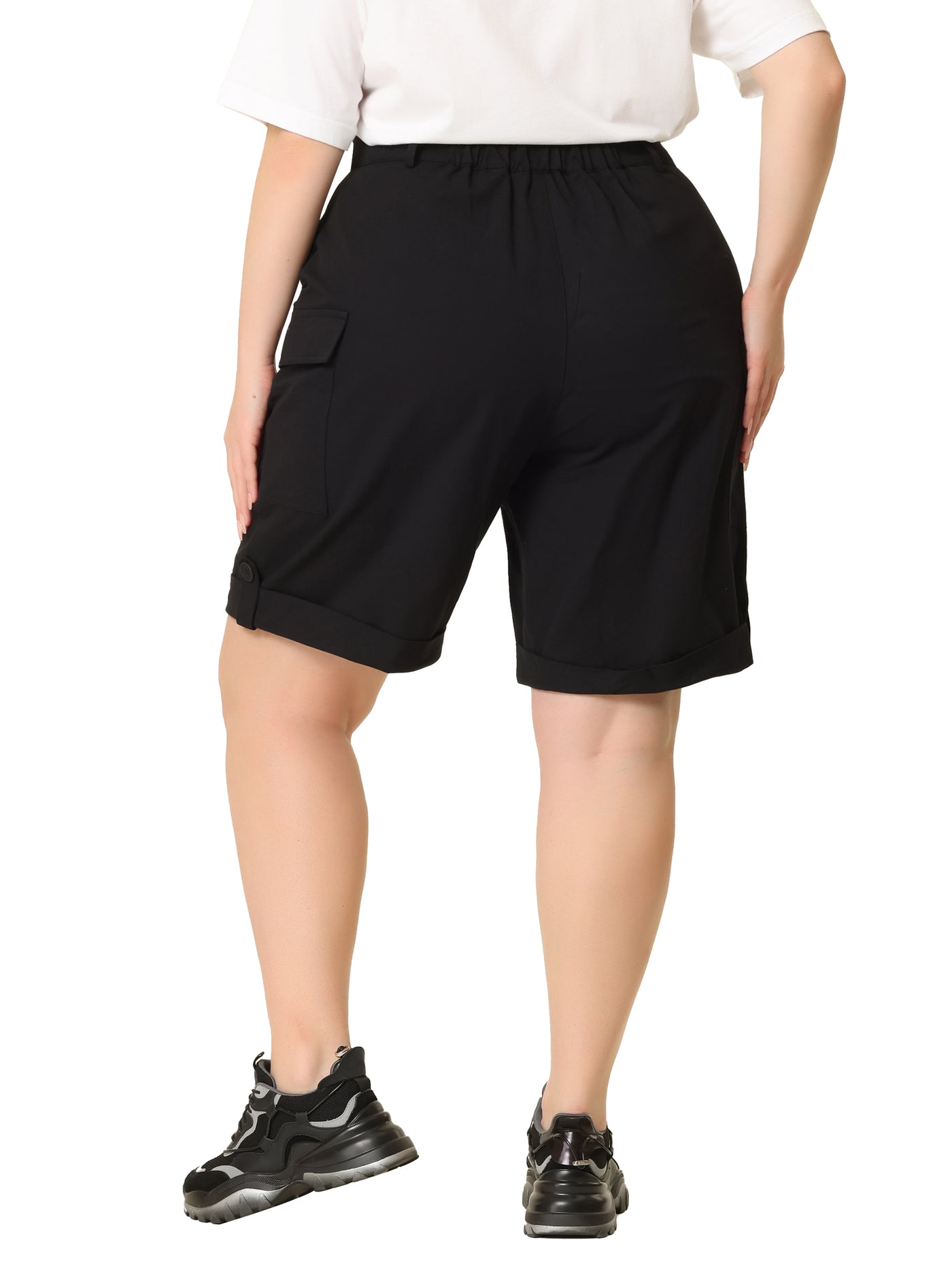 Bublédon Plus Size Jogger Cargo Pocket Track Midi Shorts Pants