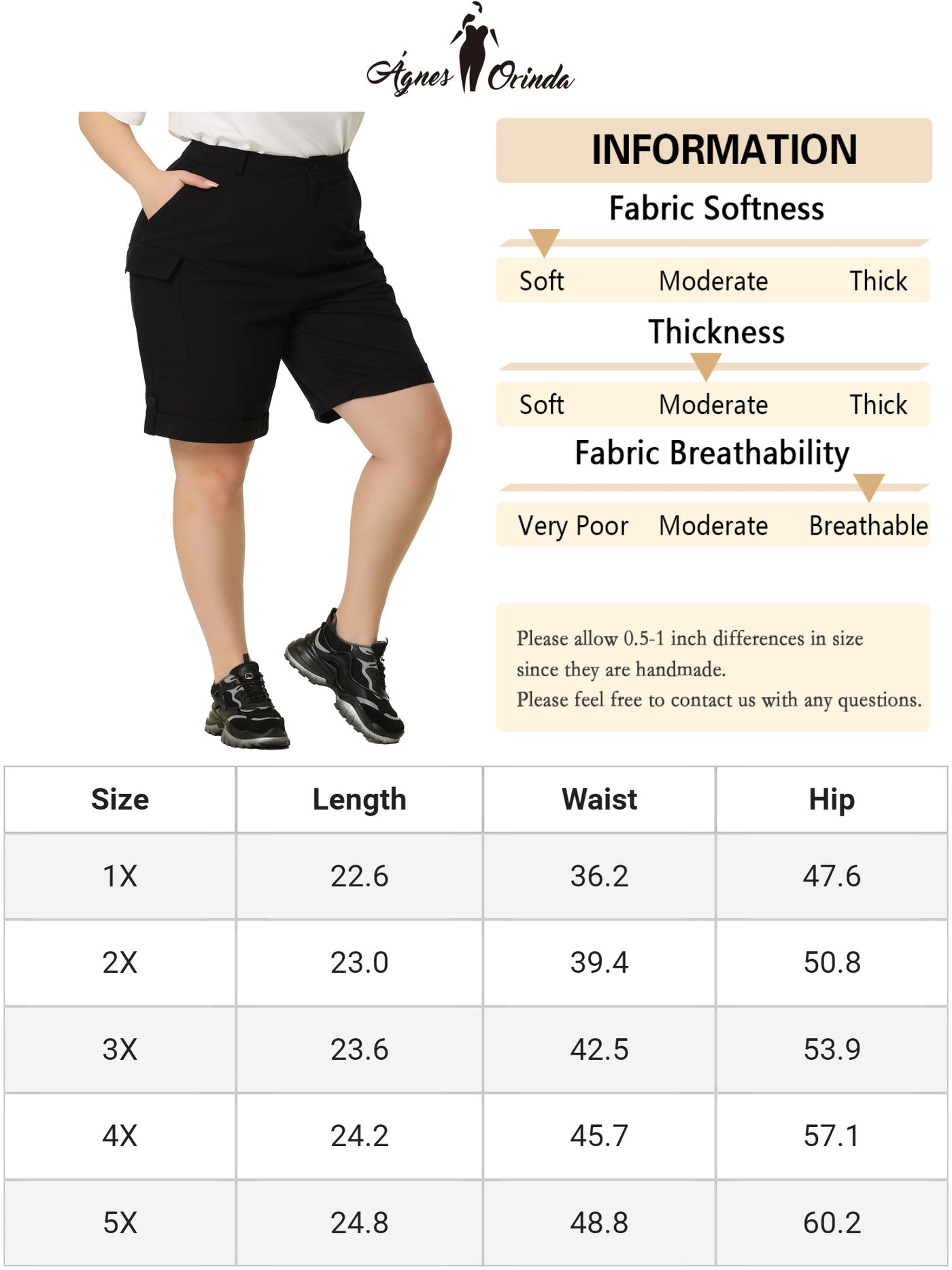 Bublédon Plus Size Jogger Cargo Pocket Track Midi Shorts Pants