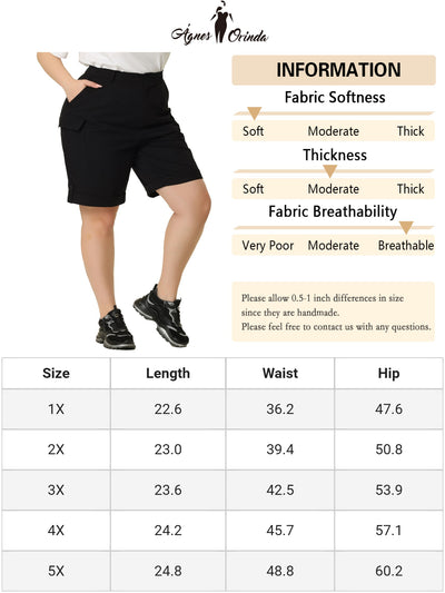 Plus Size Jogger Cargo Pocket Track Midi Shorts Pants