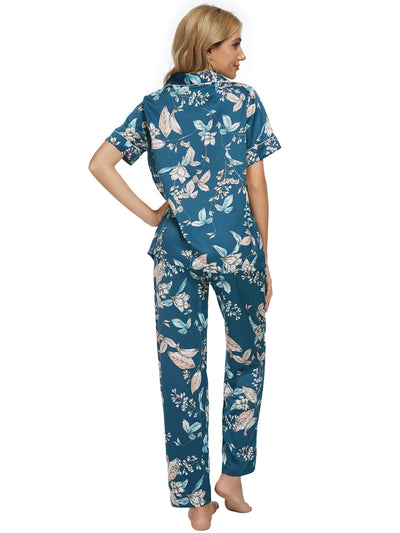 Women's 2pcs Floral Button Down Pajama Set Nightwear Sleepwear