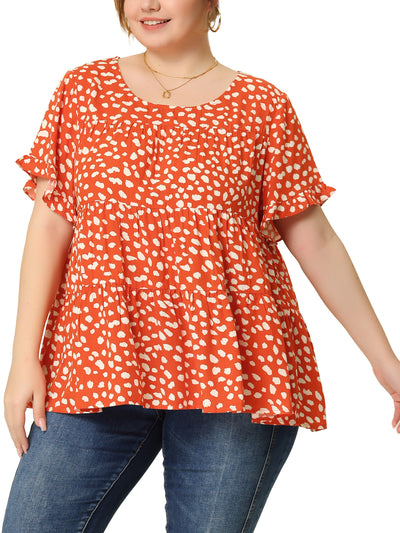 Rayon A Line Abstract Dot Round Neck Top