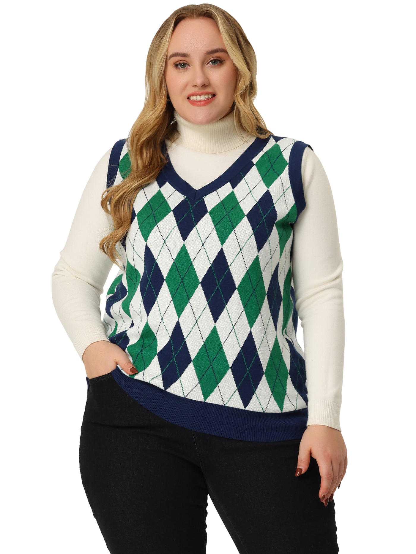 Bublédon Plus Size Vest for Women Cable Knit Sleeveless Pullover Sweater Vests