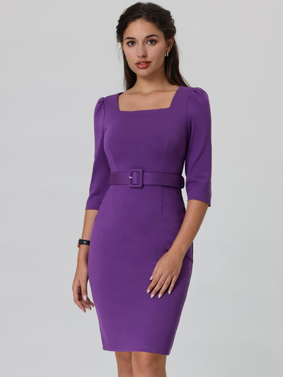 Bublédon Knit 3/4 Sleeve Above The Knee Waist Dart Dress