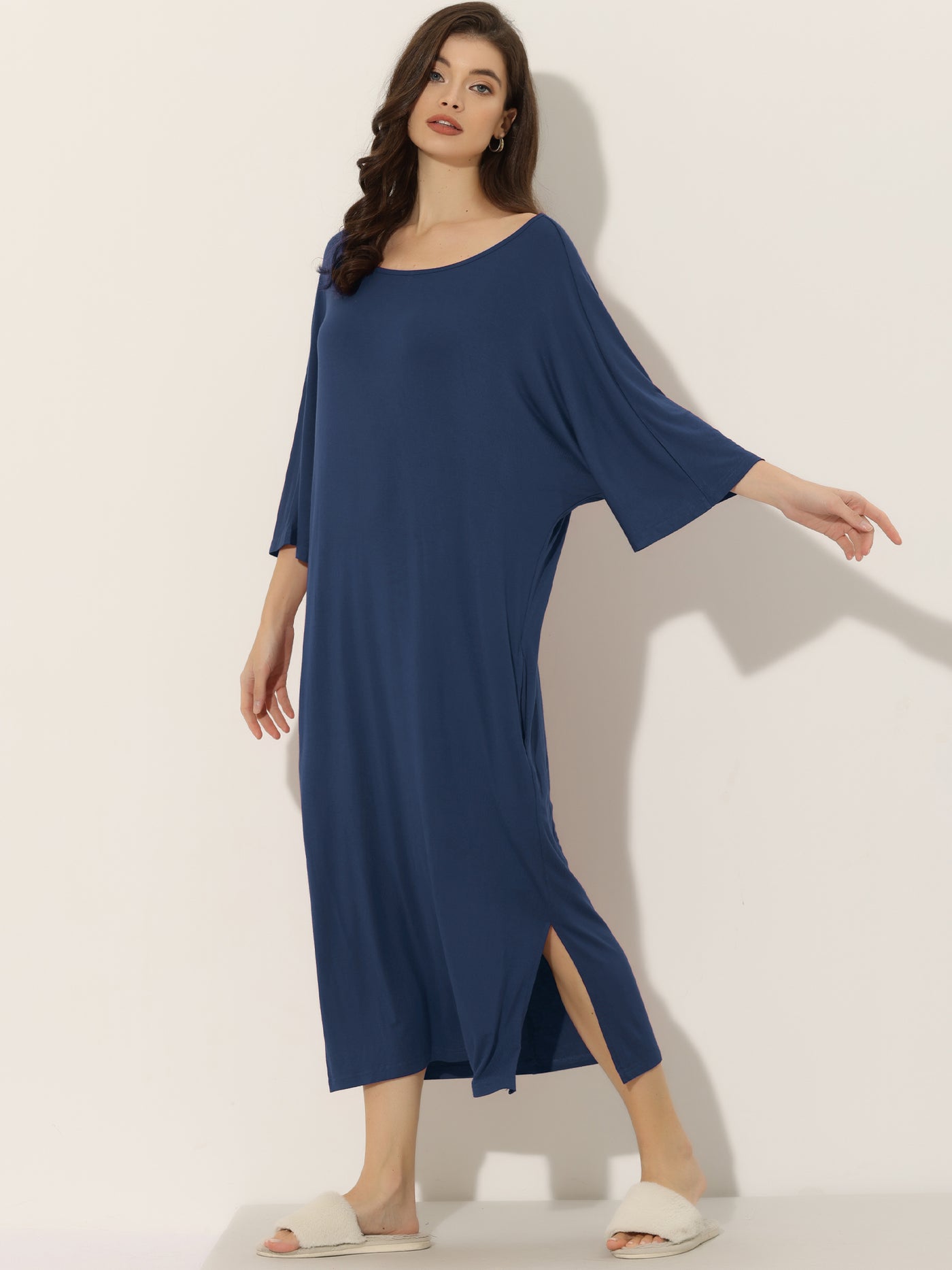 Bublédon Womens Sleepshirt Nightshirt 3/4 Sleeve Nightgown Sleep Shirt Dress