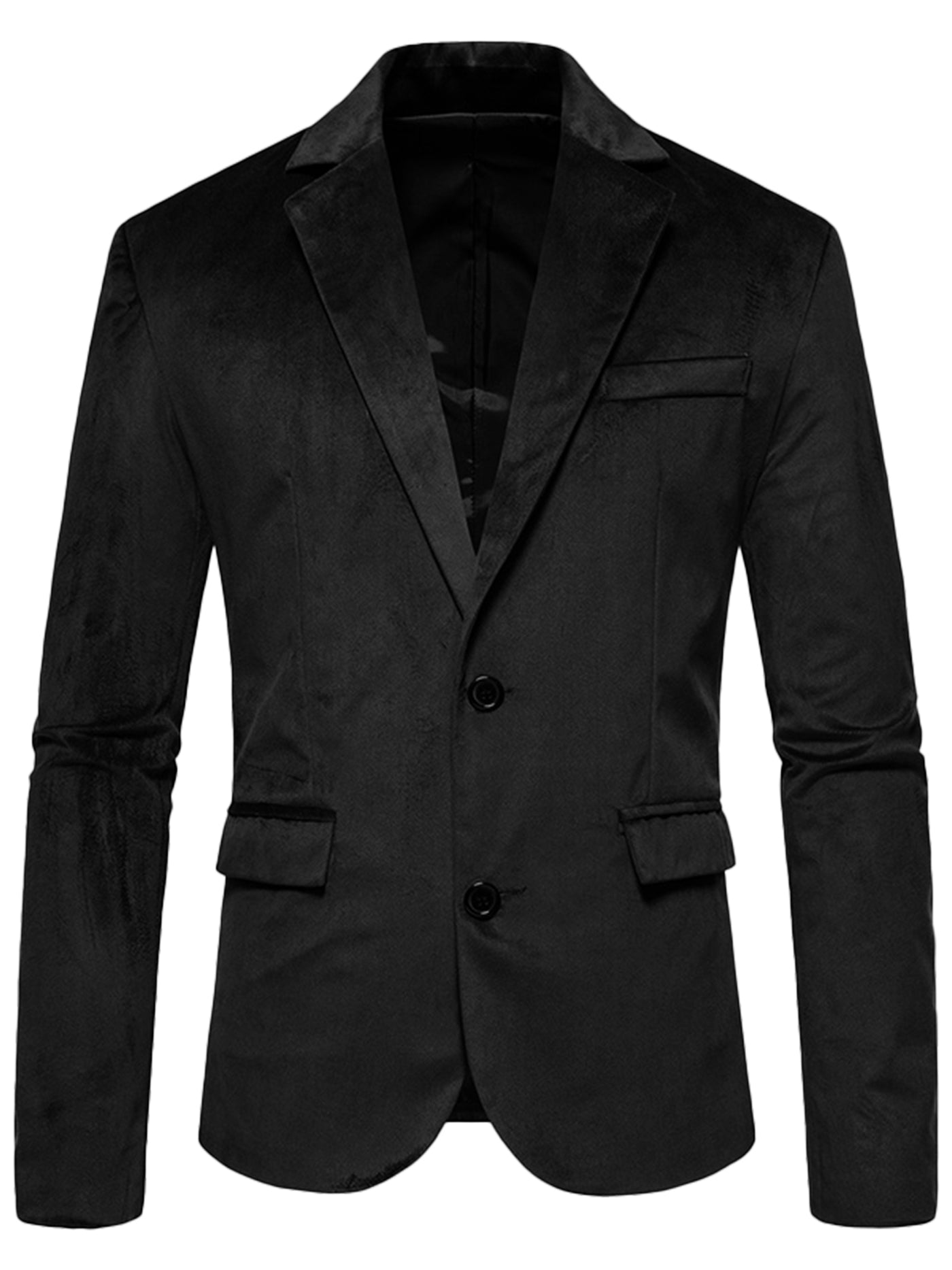 Bublédon Suede Blazers for Men's Slim Fit Solid Color Two Button Formal Sports Coats