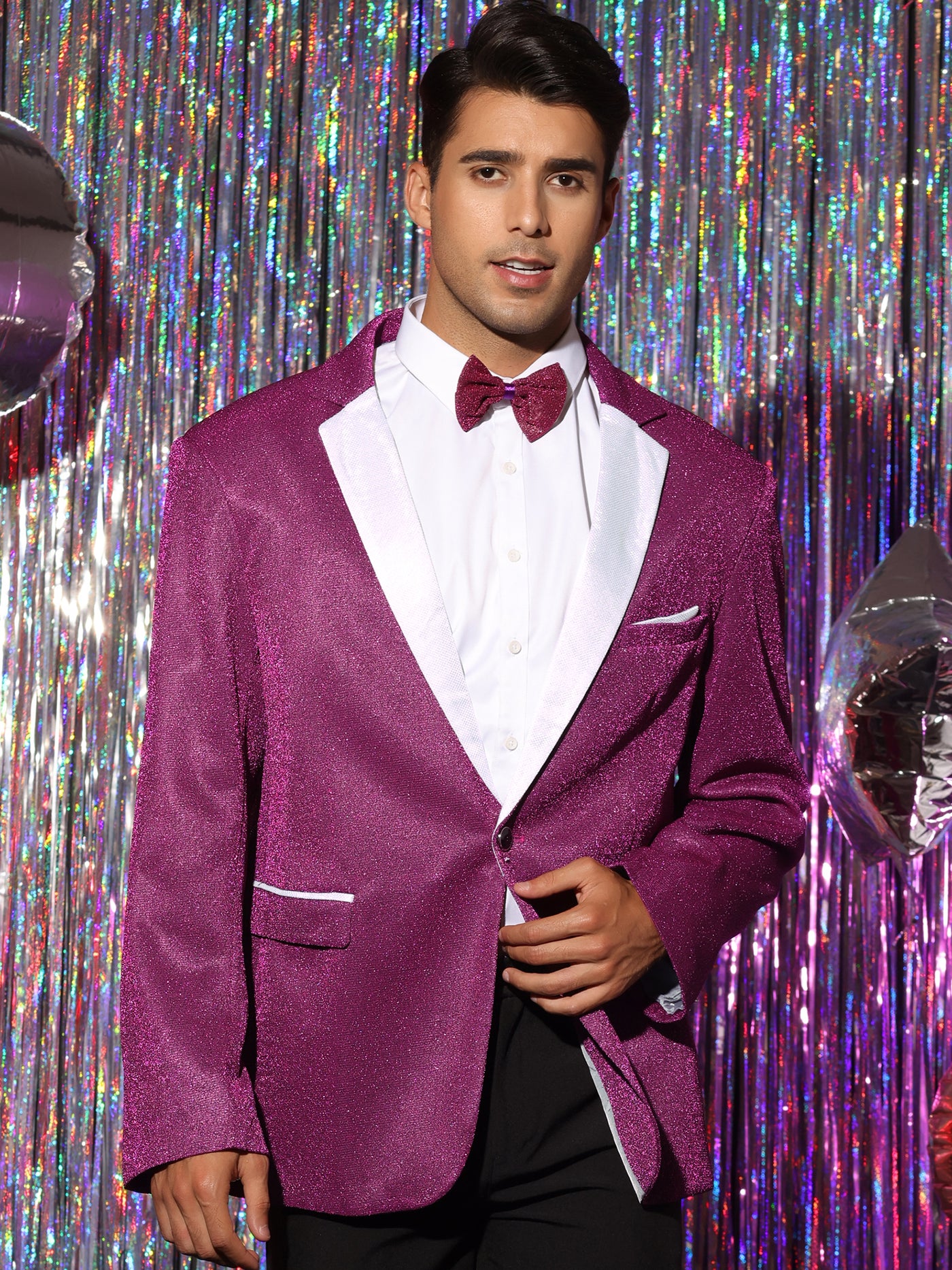 Lars Amadeus Men's Sequin Blazer Tuxedo Prom Glitter Sports Coat