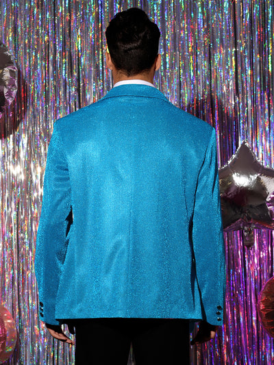 Sparkle Blazer with Bow-tie for Men's Notch Lapel Prom Party Sport Coats