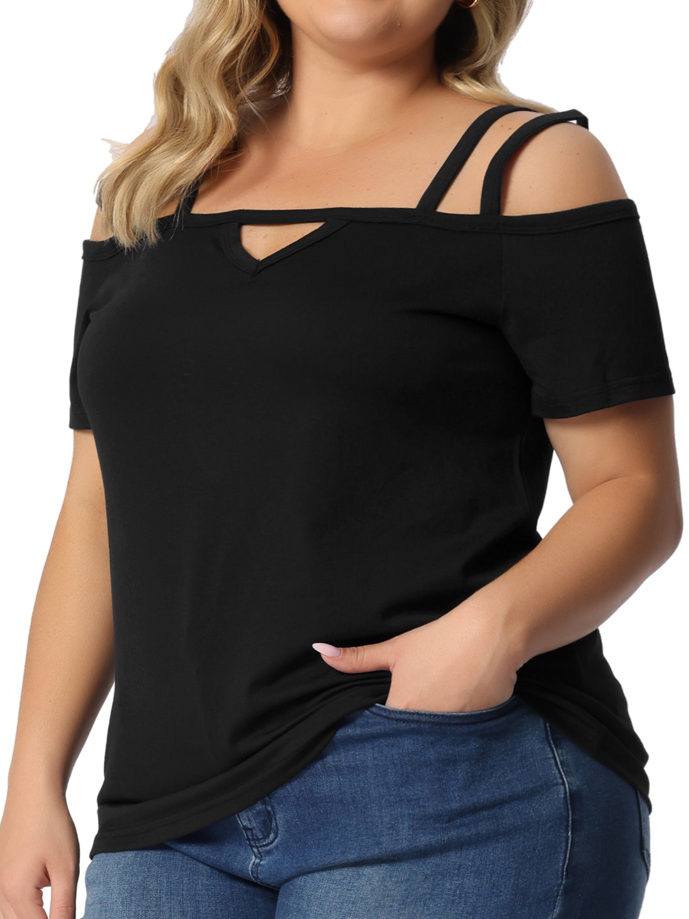 Bublédon Knit H Line Off The Shoulder Short Sleeve Top