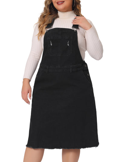 Relax Fit Denim Below The Knee Overall Dress