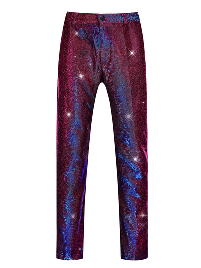 Shiny Pants for Men's Disco Party Dance Sparkle Glitter Slacks Trouser