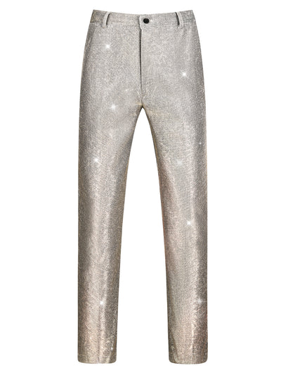 Shiny Pants for Men's Disco Party Dance Sparkle Glitter Slacks Trouser