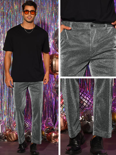 Metallic Pants for Men's Straight Leg Party Nightclub Glitter Dress Trouser