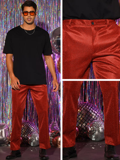 Metallic Pants for Men's Straight Leg Party Nightclub Glitter Dress Trouser