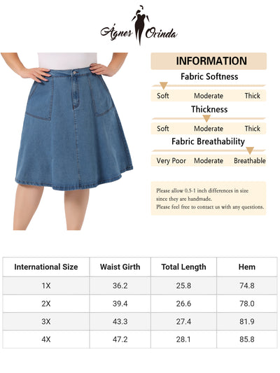 Relax Fit Denim Elastic Back A Line Skirt