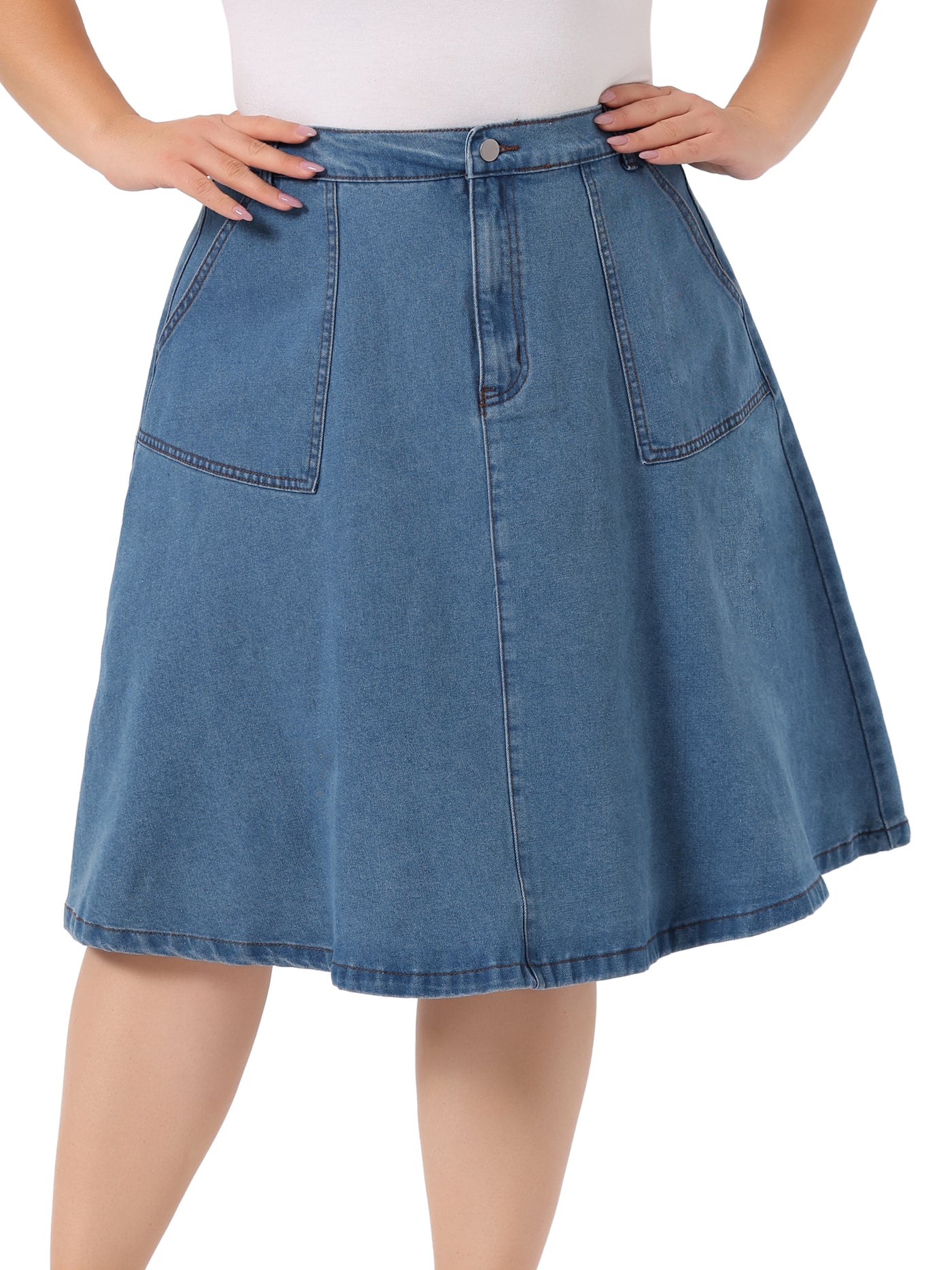 Bublédon Relax Fit Denim Elastic Back A Line Skirt