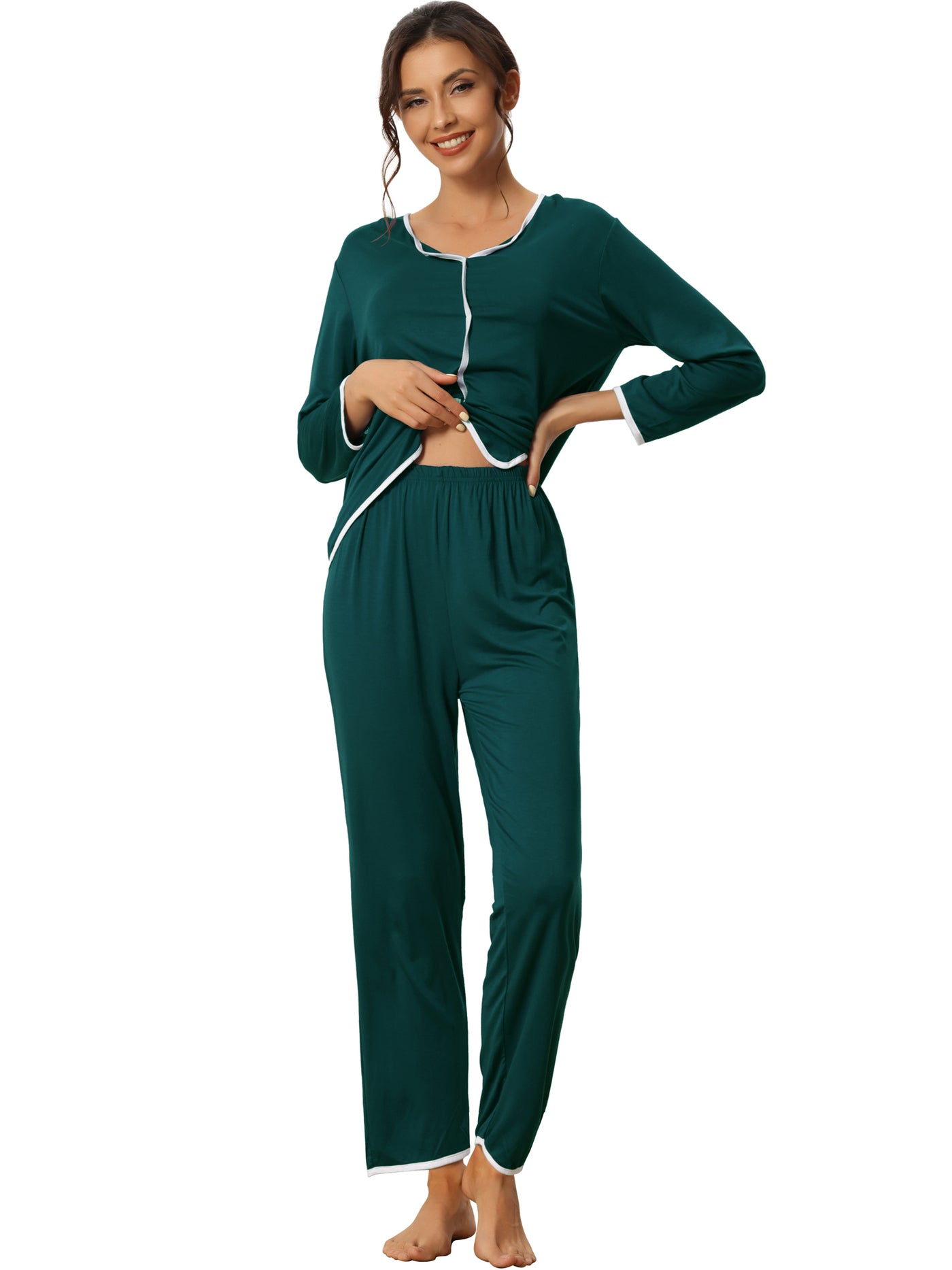 Bublédon Womens Sleepwear Pajamas Long Sleeve Pullover Tops with Pants Lounge Sets