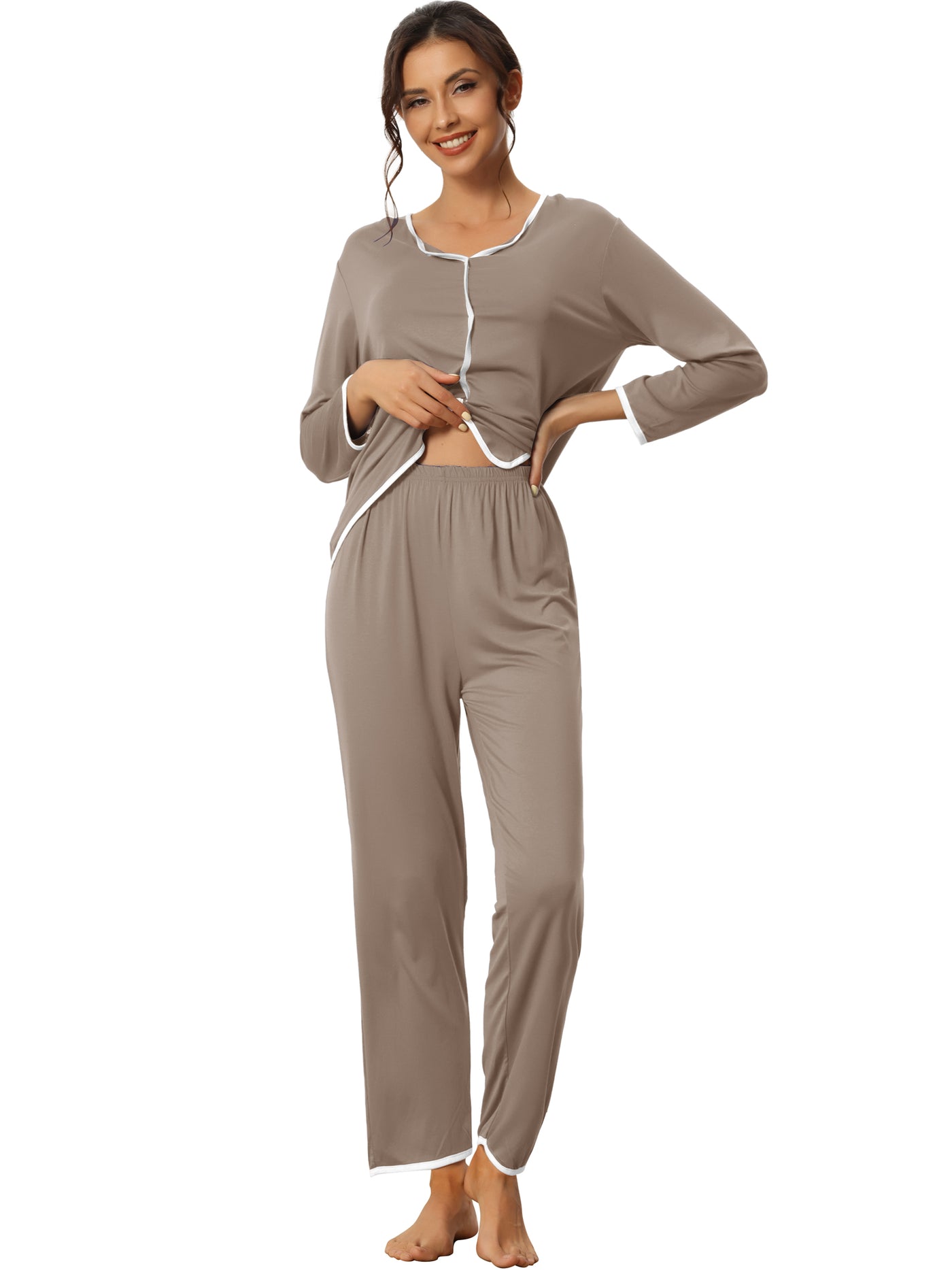 Bublédon Womens Sleepwear Pajamas Long Sleeve Pullover Tops with Pants Lounge Sets