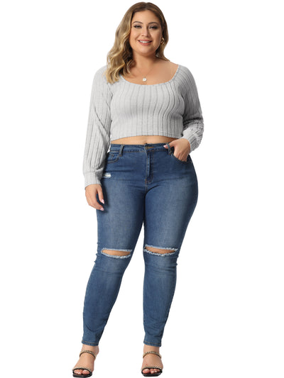 Bublédon Brushed Regular Fit Off The Shoulder Crop Top